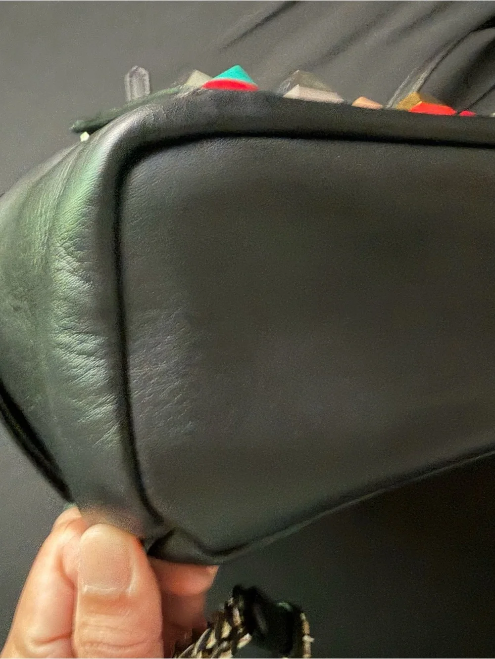 Fendi Black Leather Studded Mini Backpack